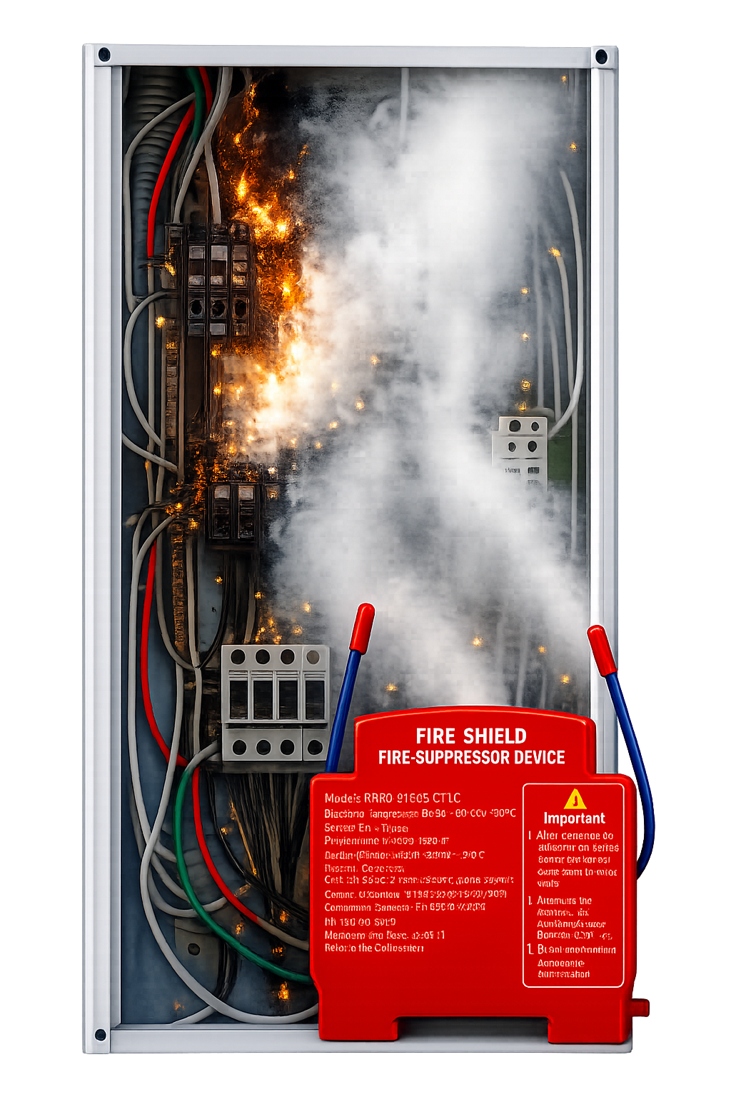 Automatic Fire Suppressor protecting an electrical panel